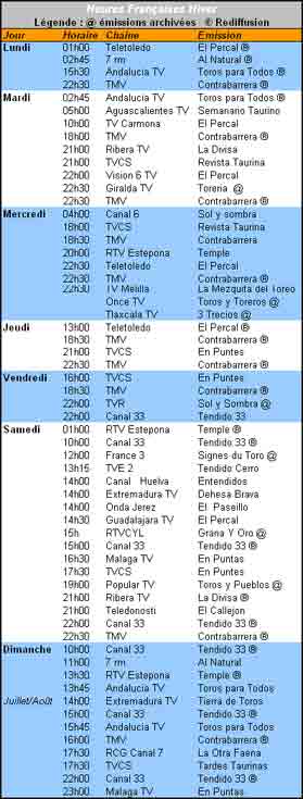 Programme des �missions TV