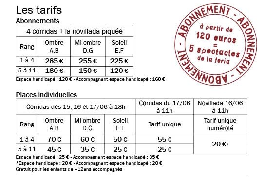 Tarifs Feria Istres 2018